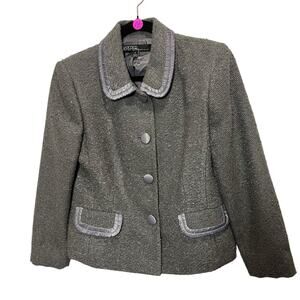 Kasper Metallic thread Women's 8 Office work Gray Blazer